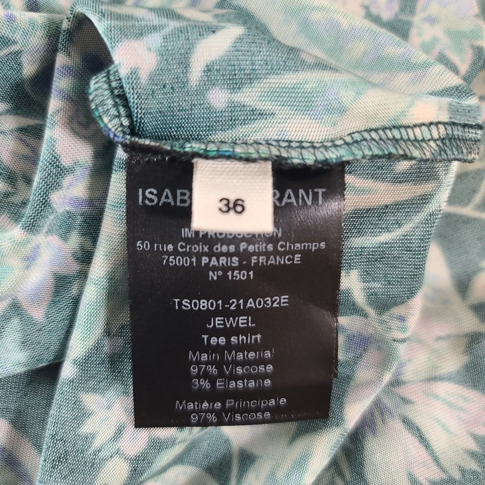 Isabel Marant Étoile Jewel Green Floral Turtleneck Blouse | Women’s Size 4 Light - Picture 7 of 11